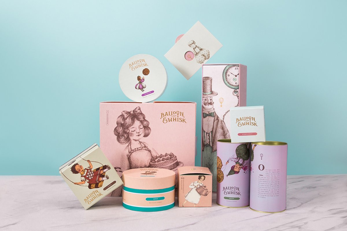 蛋糕店（食品）品牌vi設計—Balloon and Whisk 插圖賞析，vi設計，視覺形象vi設計，食品vi設計，包裝設計，蛋糕店品牌vi設計，vi品牌策劃，深圳vi設計，左右格局