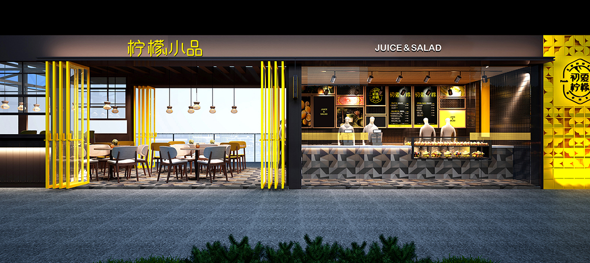 輕餐飲（鮮榨飲品）全案策劃，形象空間設計－左右格局